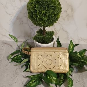 Gold Genuine Leather Wristlets